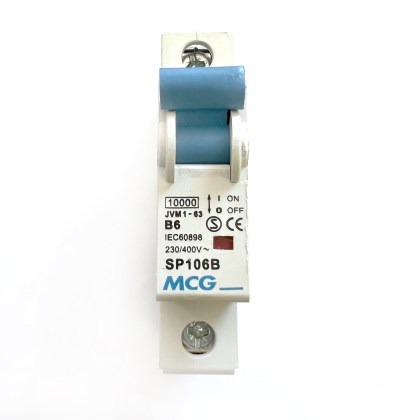 MCG SP106B JVM1-63  Black Clip B6 6A 6 Amp MCB Circuit Breaker Type B